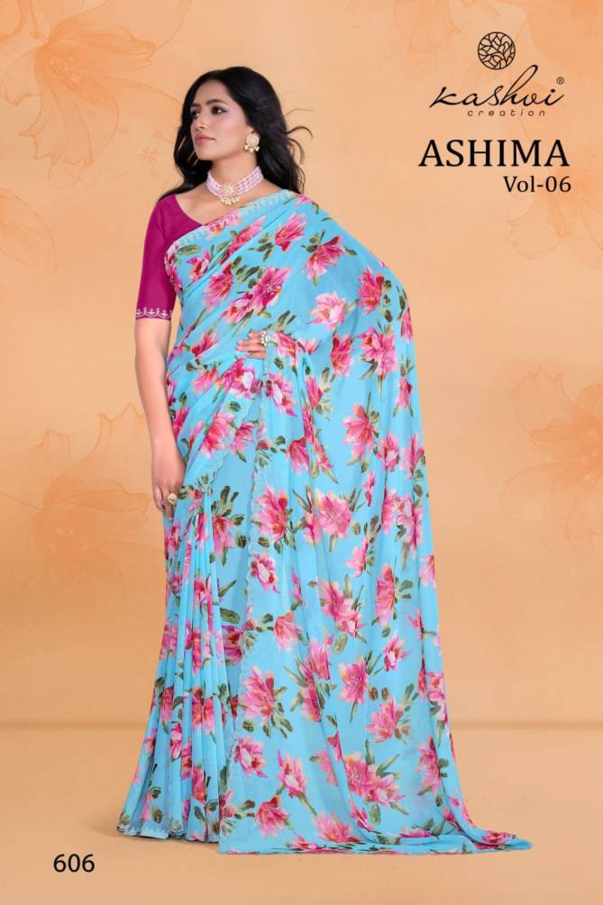 Ashima Vol 6 By Kashvi Georgette Daily Wear Sarees Wholesale Online
